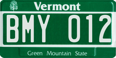 VT license plate BMY012