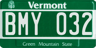 VT license plate BMY032