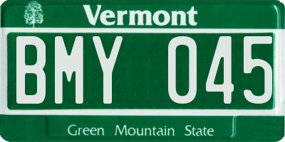VT license plate BMY045