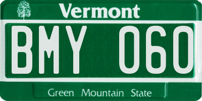 VT license plate BMY060