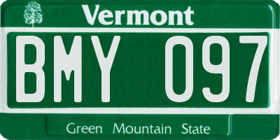 VT license plate BMY097