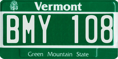 VT license plate BMY108