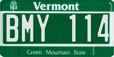 VT license plate BMY114