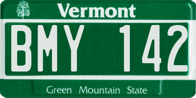 VT license plate BMY142