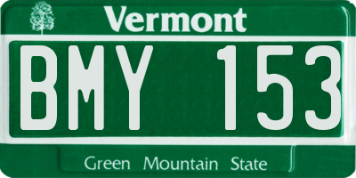 VT license plate BMY153