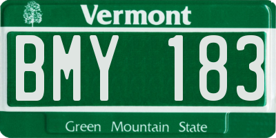 VT license plate BMY183