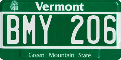 VT license plate BMY206