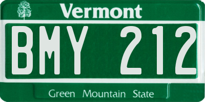 VT license plate BMY212