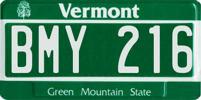 VT license plate BMY216