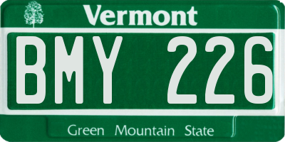 VT license plate BMY226