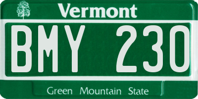 VT license plate BMY230