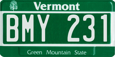 VT license plate BMY231