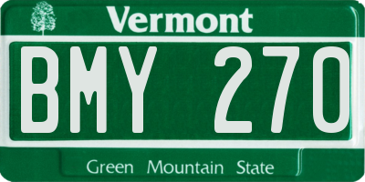 VT license plate BMY270