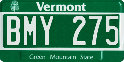 VT license plate BMY275