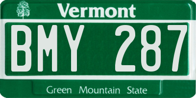VT license plate BMY287