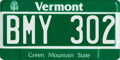 VT license plate BMY302