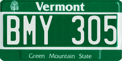VT license plate BMY305