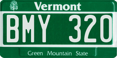VT license plate BMY320