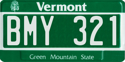 VT license plate BMY321