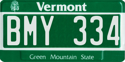 VT license plate BMY334