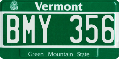 VT license plate BMY356
