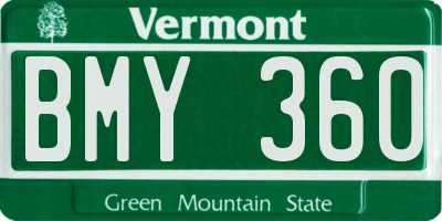 VT license plate BMY360