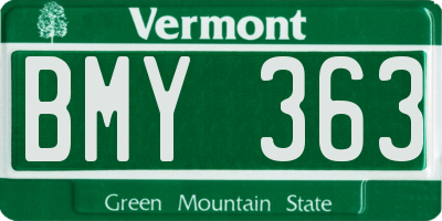 VT license plate BMY363