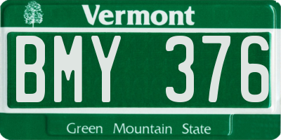 VT license plate BMY376