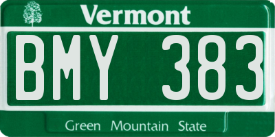 VT license plate BMY383