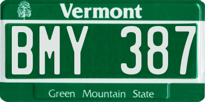 VT license plate BMY387