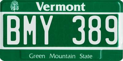 VT license plate BMY389