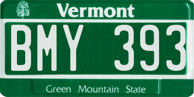 VT license plate BMY393