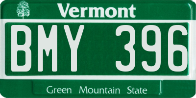VT license plate BMY396