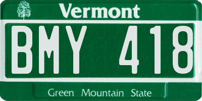 VT license plate BMY418