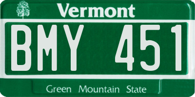 VT license plate BMY451