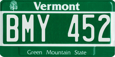 VT license plate BMY452