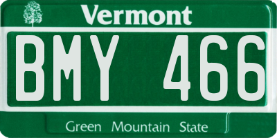 VT license plate BMY466
