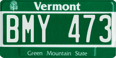 VT license plate BMY473