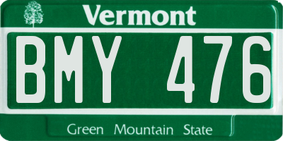 VT license plate BMY476