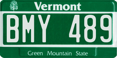 VT license plate BMY489