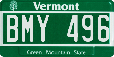 VT license plate BMY496