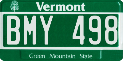 VT license plate BMY498