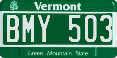 VT license plate BMY503