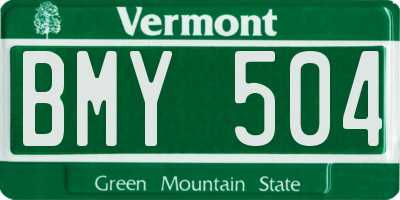 VT license plate BMY504
