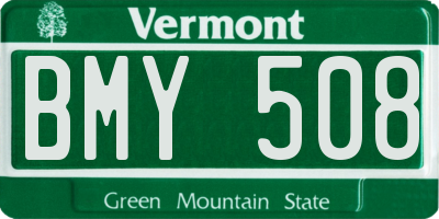 VT license plate BMY508