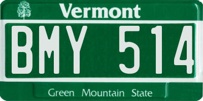 VT license plate BMY514