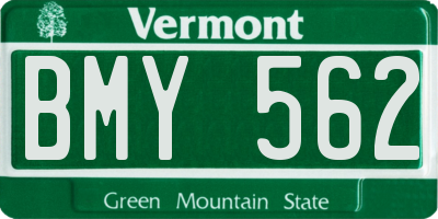 VT license plate BMY562