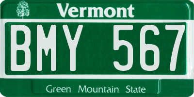 VT license plate BMY567
