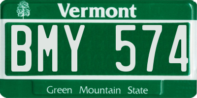 VT license plate BMY574
