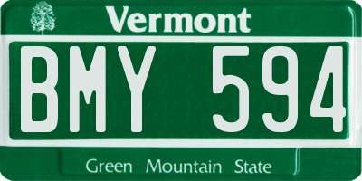 VT license plate BMY594
